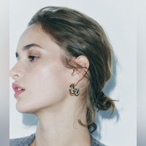 NWT. Zara Gold/Silver Double Open Hoop Metal Earrings.